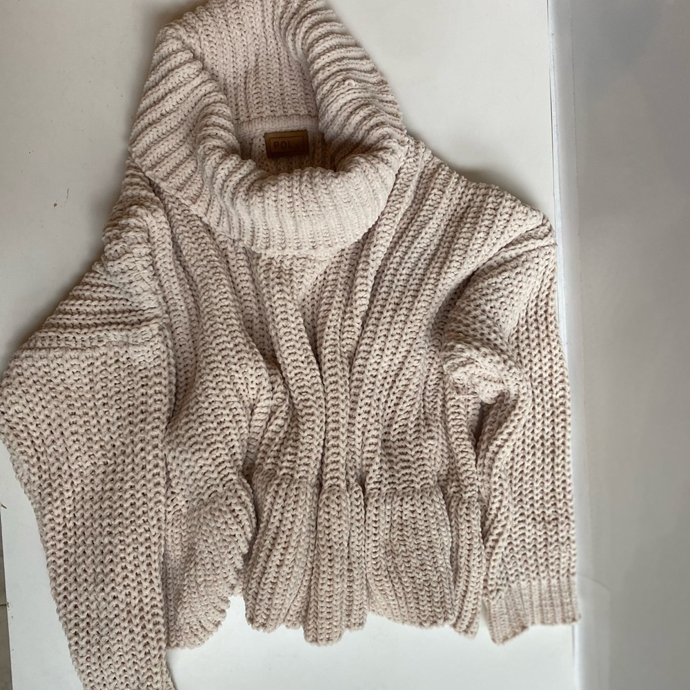 Poll cable knit cozy warm sweater in oatmeal